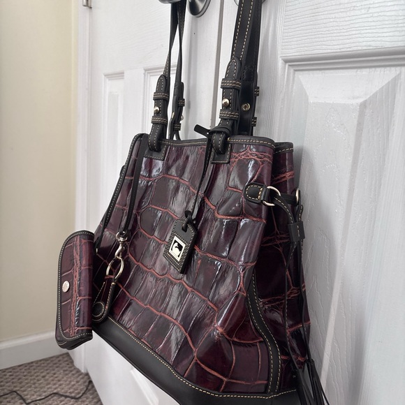Dooney & Bourke Burgundy Croc-Embossed Shoulder Bag Set - Picture 3 of 16